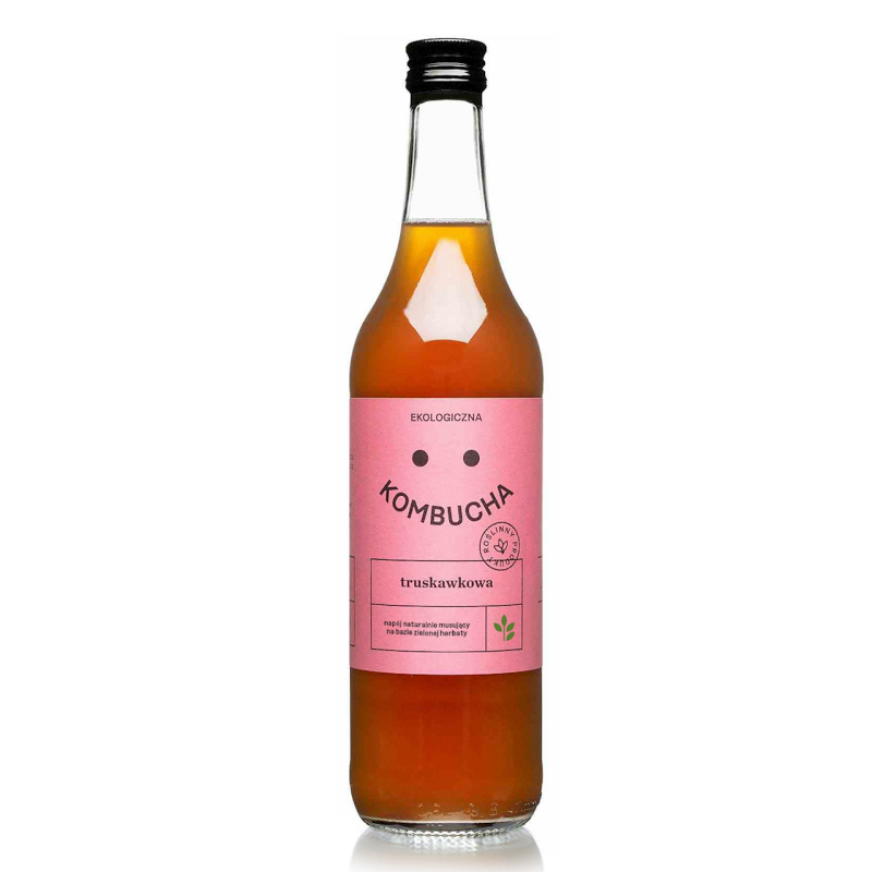 KOMBUCHA TRUSKAWKOWA BIO 500 ml - DELIKATNA (ZAKWASOWNIA)