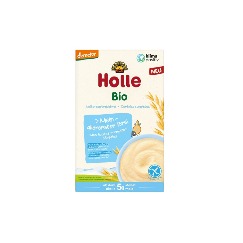 KASZKA OWSIANA PEŁNOZIARNISTA BEZ DODATKU CUKRÓW OD 5 MIESIĄCA DEMETER BIO 250 g - HOLLE