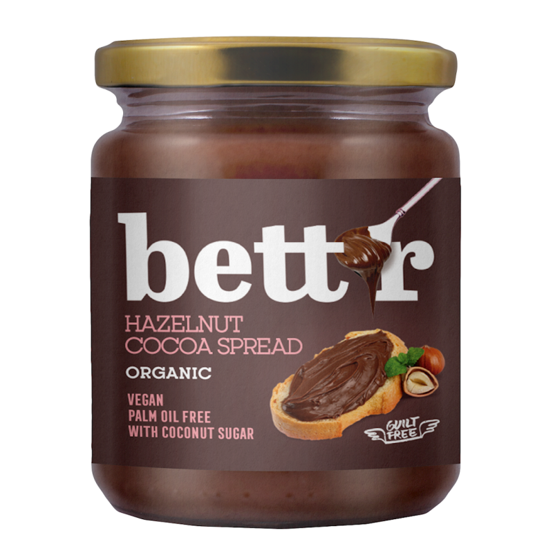 KREM ORZECHY LASKOWE & KAKAO BEZ DODATKU CUKRU BIO 250 g - BETT'R