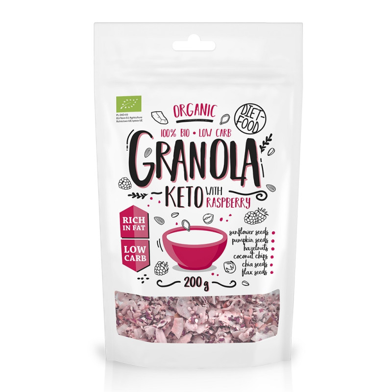 GRANOLA MALINA KETO BIO 200 g - DIET-FOOD