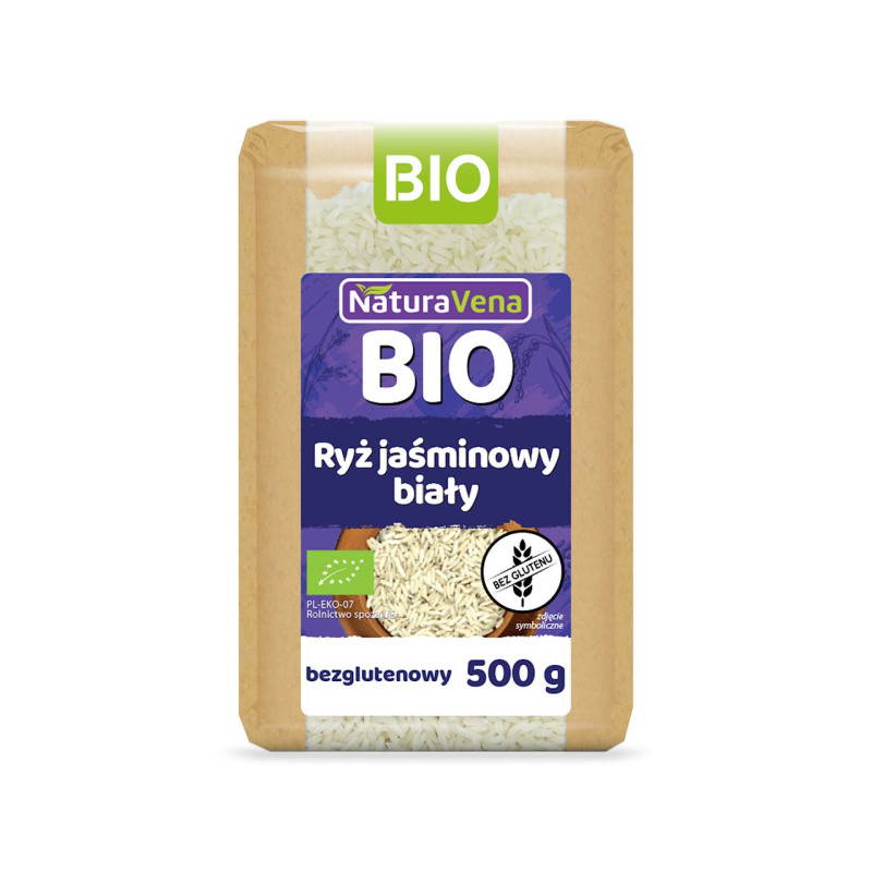 RYŻ JAŚMINOWY BIAŁY BEZGLUTENOWY BIO 500 g - NATURAVENA