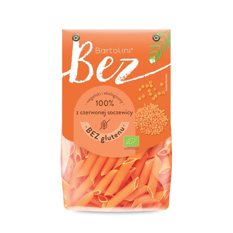 MAKARON PROTEINOWY (Z SOCZEWICY CZERWONEJ) PENNE BEZGLUTENOWY BIO 250 g - BARTOLINI