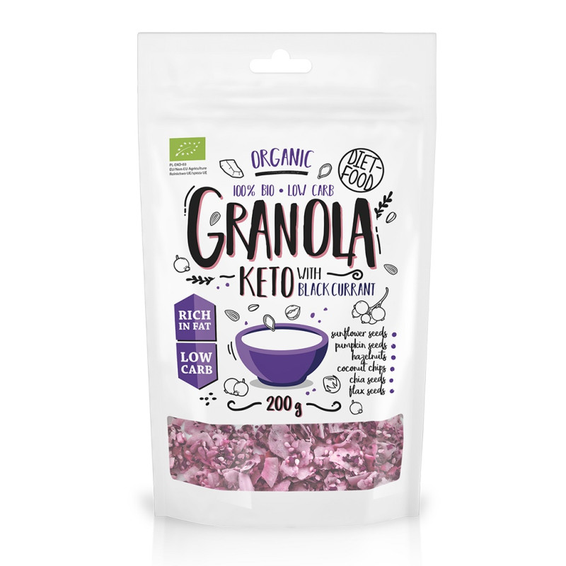 GRANOLA CZARNA PORZECZKA KETO BIO 200 g - DIET-FOOD