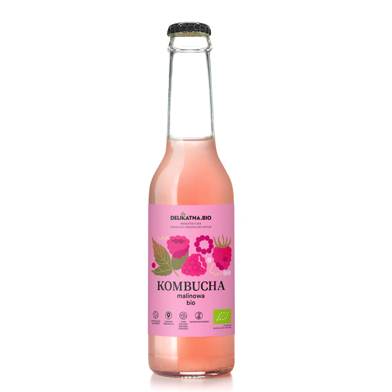KOMBUCHA MALINOWA BIO 270 ml - DELIKATNA (ZAKWASOWNIA)