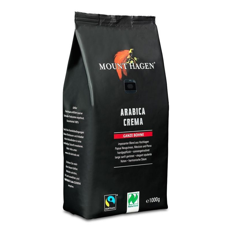 KAWA ZIARNISTA ARABICA 100 % CREMA FAIR TRADE BIO 1 kg - MOUNT HAGEN
