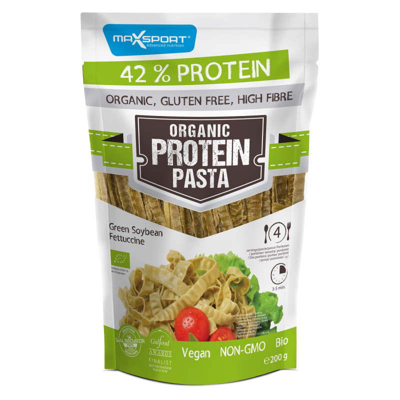 MAKARON PROTEINOWY (Z ZIELONEJ SOI) FETTUCCINE BEZGLUTENOWY BIO 200 g - MAXSPORT
