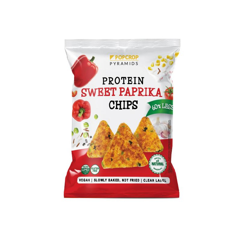 CHIPSY PROTEINOWE O SMAKU SŁODKIEJ PAPRYKI BEZGLUTENOWE 60 g - POPCROP