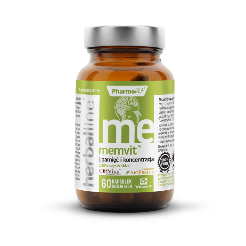 KAPSUŁKI NA PAMIĘĆ I KONCENTRACJĘ (MEMVIT) BEZGLUTENOWE 60 szt. - PHARMOVIT (HERBALLINE)