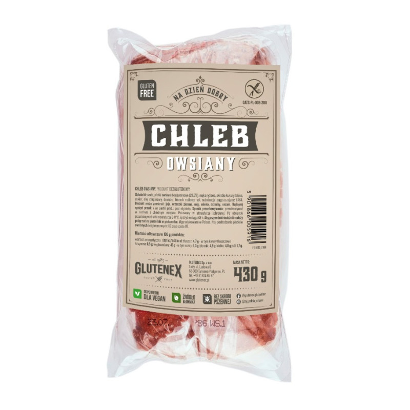 CHLEB OWSIANY BEZGLUTENOWY 430 g - GLUTENEX