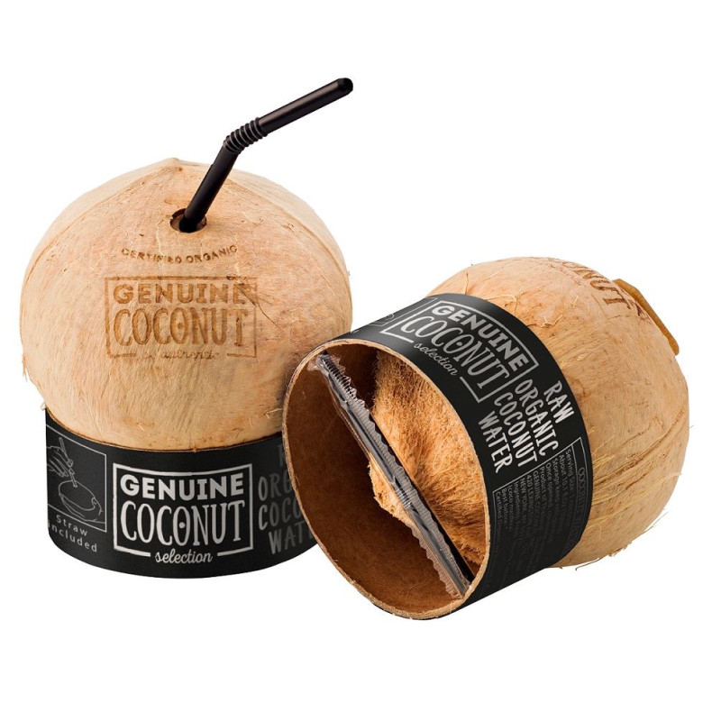 KOKOS BIO Z ZAWLECZKĄ I SŁOMKĄ (około 0,50 kg) - GENUINE COCONUT