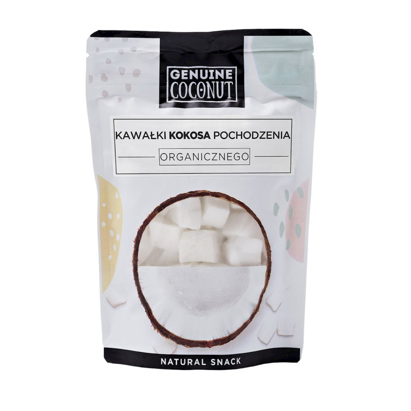 KOKOS KAWAŁKI ŚWIEŻE BEZGLUTENOWE BIO 100 g - GENUINE COCONUT