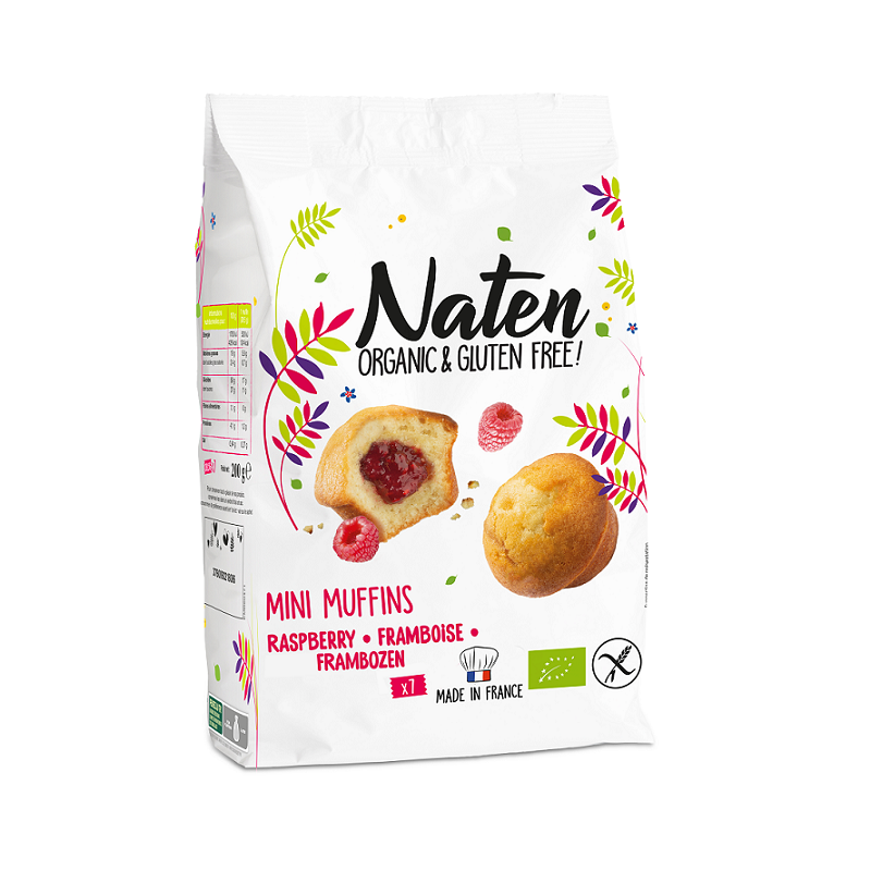 MUFFINKI MINI Z NADZIENIEM MALINOWYM BEZGLUTENOWE BIO 200 g - NATEN