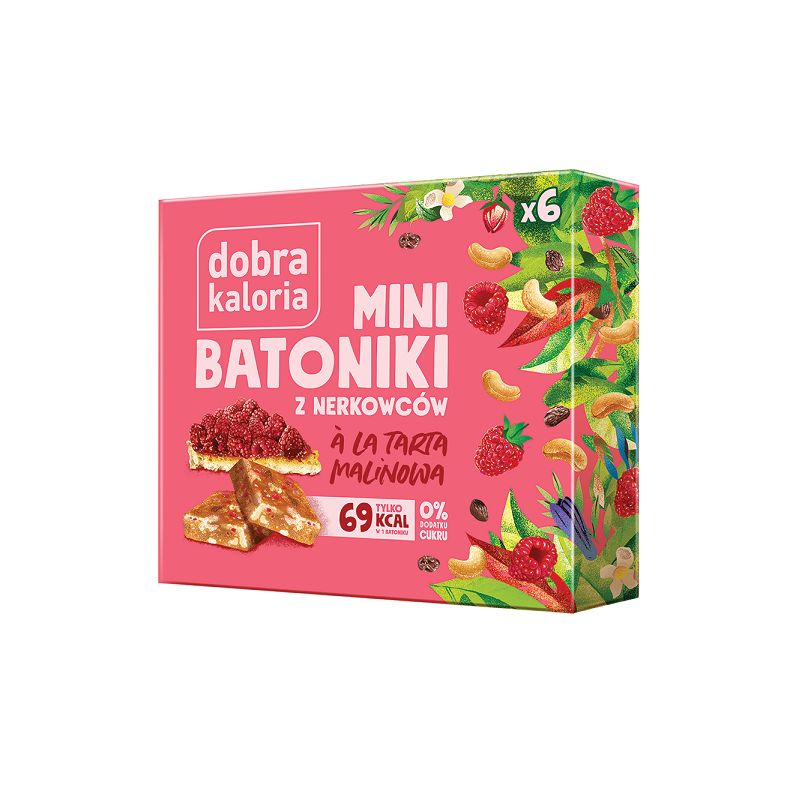 BATONIKI MINI Z NERKOWCÓW A'LA TARTA MALINOWA (6 x 17 g) 102 g - DOBRA KALORIA