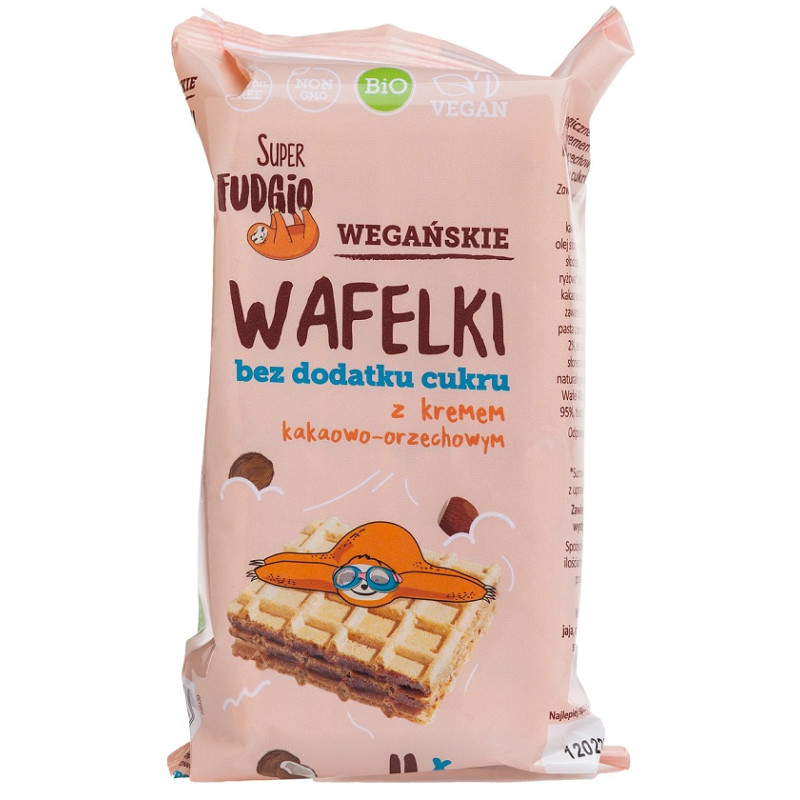 WAFLE Z KREMEM KAKAOWO - ORZECHOWYM BEZ DODATKU CUKRÓW BIO (4 x 30 g) 120 g - ME GUSTO (SUPER FUDGIO)