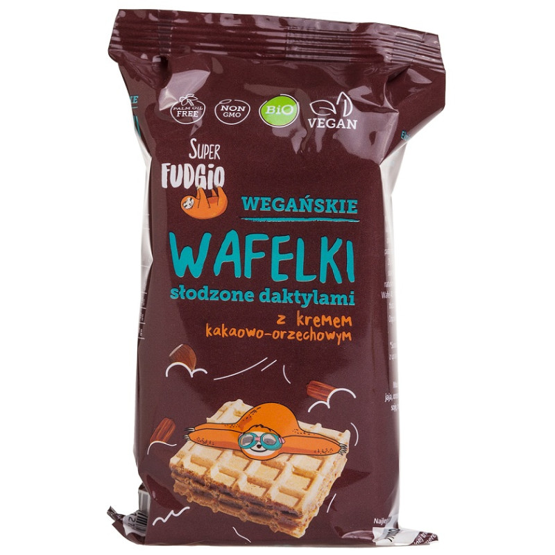 WAFLE Z KREMEM KAKAOWO - ORZECHOWYM SŁODZONE DAKTYLAMI BIO (4 x 30 g) 120 g - ME GUSTO (SUPER FUDGIO)