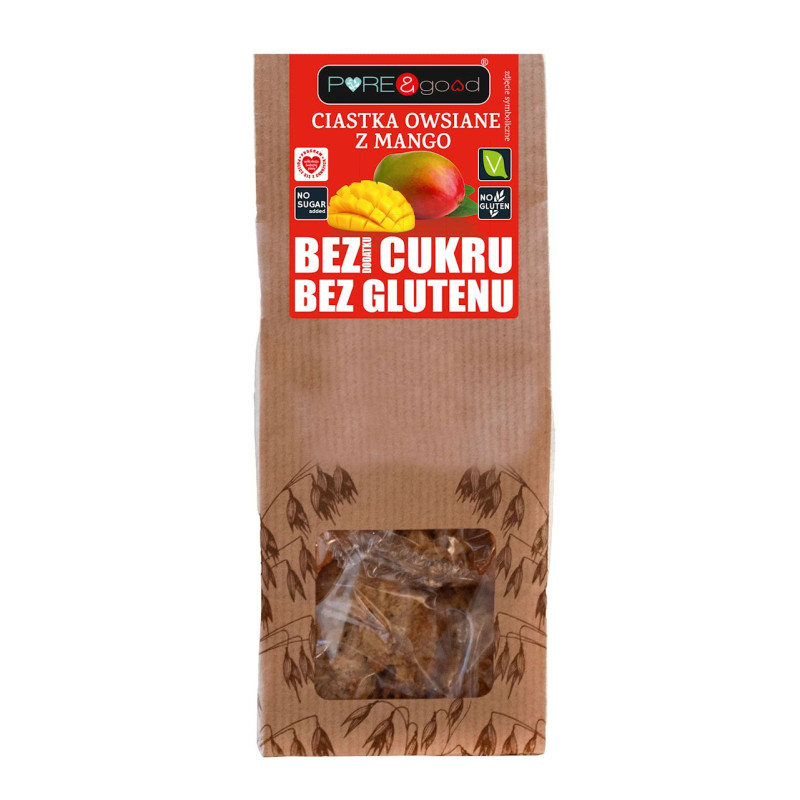 CIASTKA OWSIANE Z MANGO BEZ DODATKU CUKRU BEZGLUTENOWE 150 g - PURE&GOOD