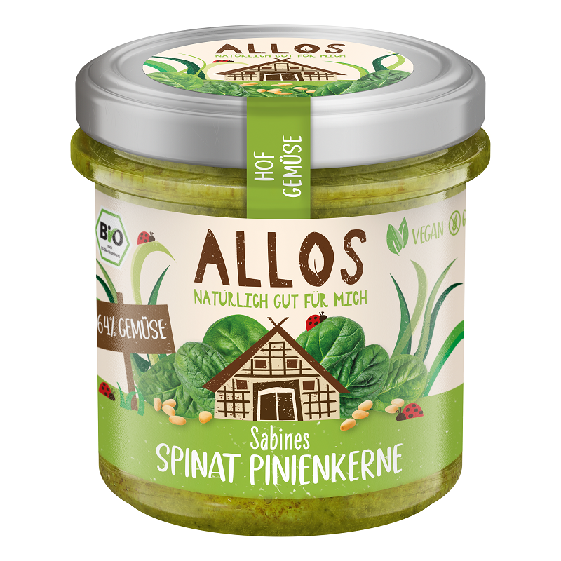 PASTA WARZYWNA ZE SZPINAKIEM I ORZESZKAMI PINIOWYMI BEZGLUTENOWA BIO 135 g - ALLOS