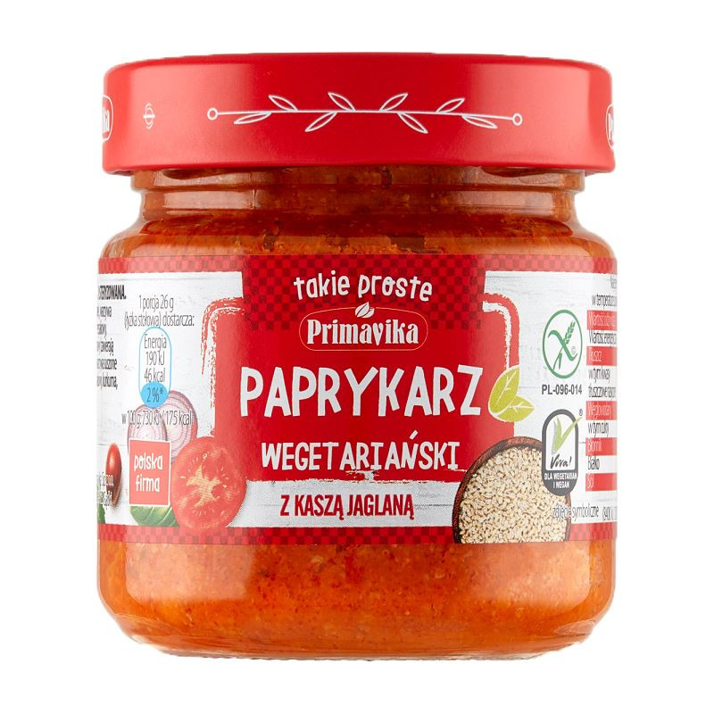 PAPRYKARZ WEGETARIAŃSKI Z KASZĄ JAGLANĄ BEZGLUTENOWY 160 g - PRIMAVIKA