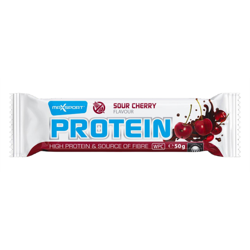 BATON PROTEINOWY WPC O SMAKU WIŚNIOWYM W POLEWIE KAKAOWEJ BEZGLUTENOWY 50 g - MAXSPORT