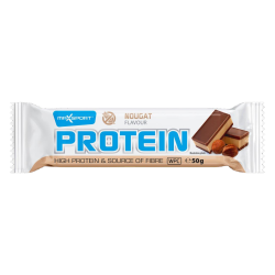 BATON PROTEINOWY O SMAKU NUGATOWYM W MLECZNEJ CZEKOLADZIE BEZGLUTENOWY 50 g - MAXSPORT