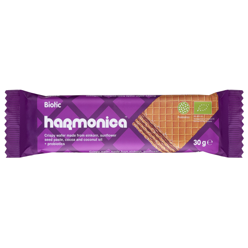 WAFELEK Z SAMOPSZY Z KREMEM MLECZNO - KAKAOWYM Z PROBIOTYKAMI BIO 30 g - HARMONICA