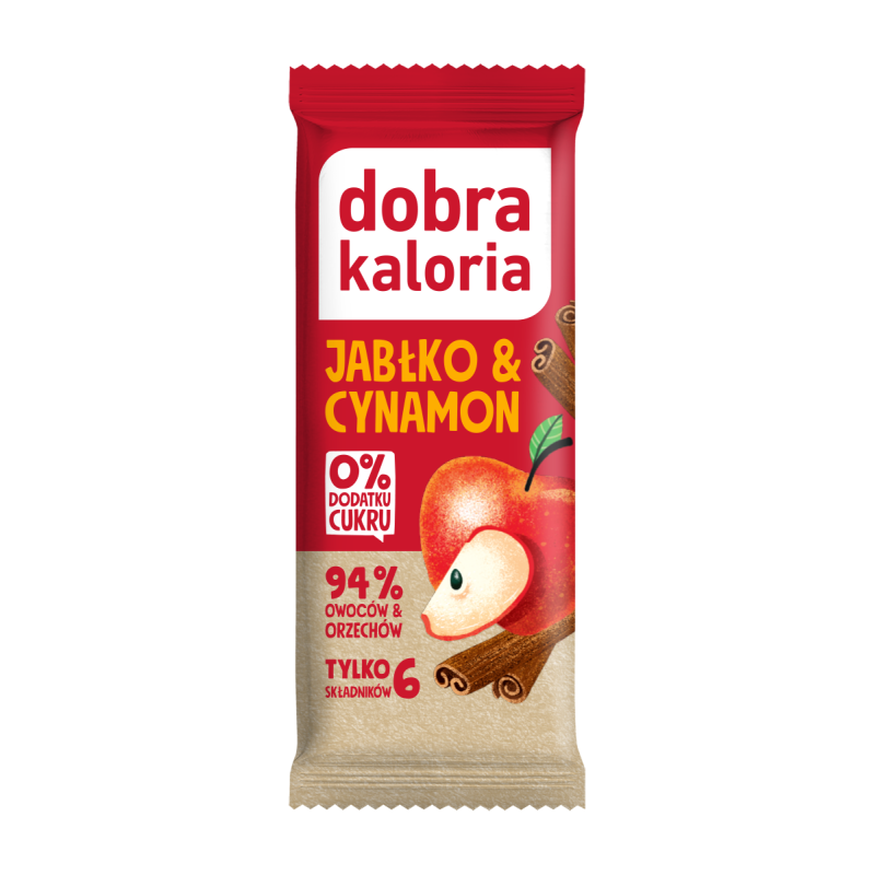BATON DAKTYLOWY JABŁKO & CYNAMON BEZ DODATKU CUKRÓW 35 g - DOBRA KALORIA