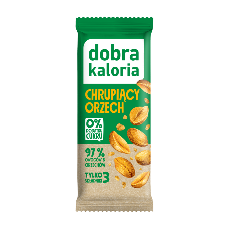 BATON DAKTYLOWY CHRUPIĄCY ORZECH BEZ DODATKU CUKRÓW 35 g - DOBRA KALORIA