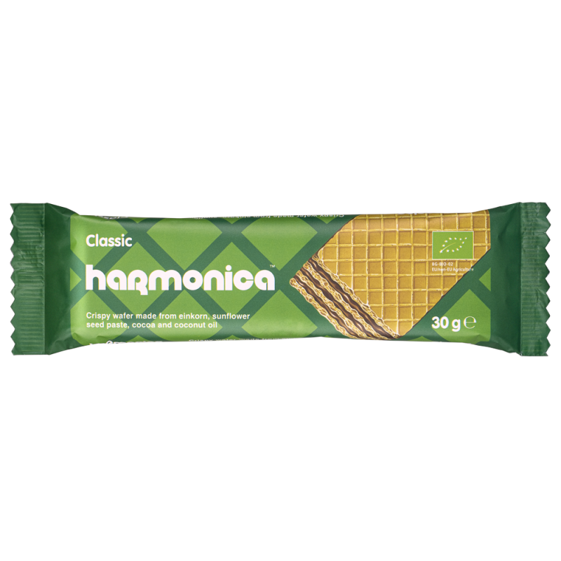 WAFELEK Z SAMOPSZY Z KREMEM MLECZNO - KAKAOWYM BIO 30 g - HARMONICA