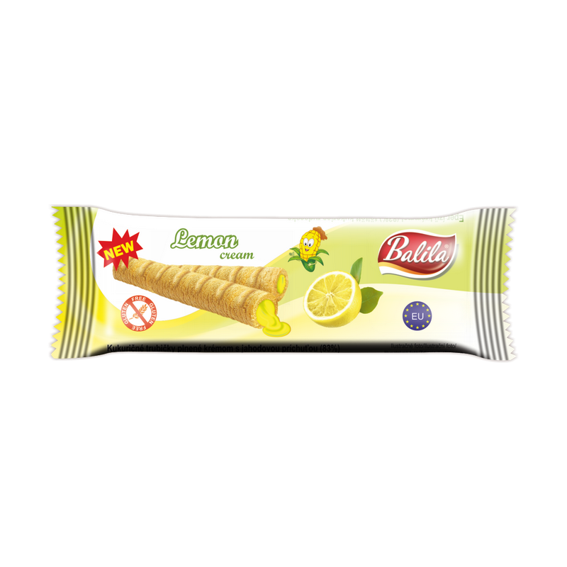 RURKI KUKURYDZIANE NADZIEWANE KREMEM O SMAKU CYTRYNOWYM BEZGLUTENOWE 18 g - BALILA