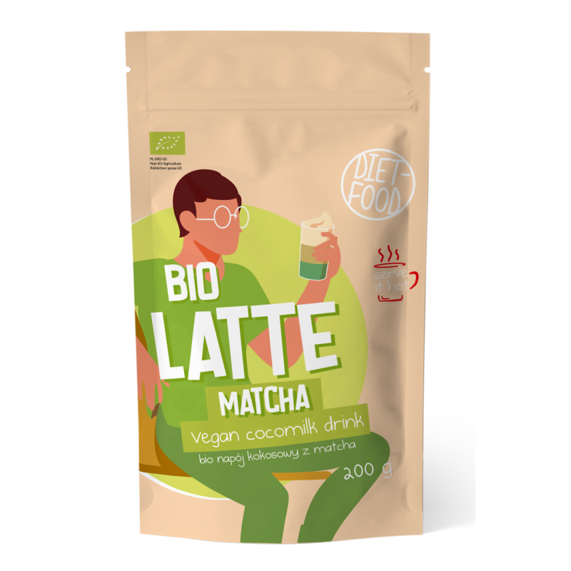 MATCHA LATTE - NAPÓJ KOKOSOWY Z MATCHĄ BIO 200 g - DIET-FOOD