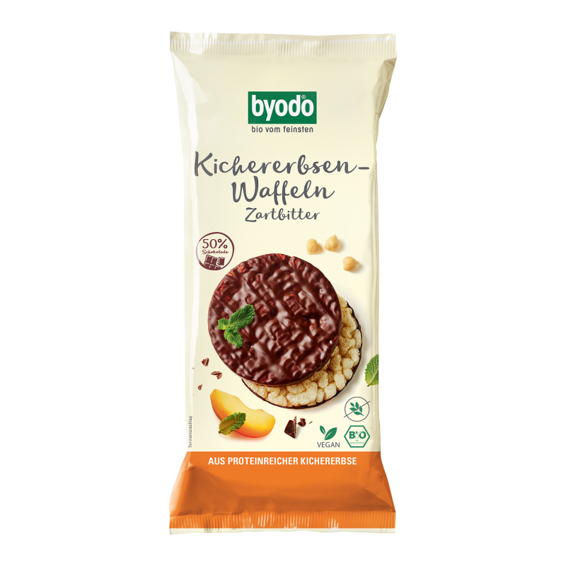 WAFLE Z CIECIERZYCY Z CIEMNĄ CZEKOLADĄ BEZGLUTENOWE BIO 65 g - BYODO