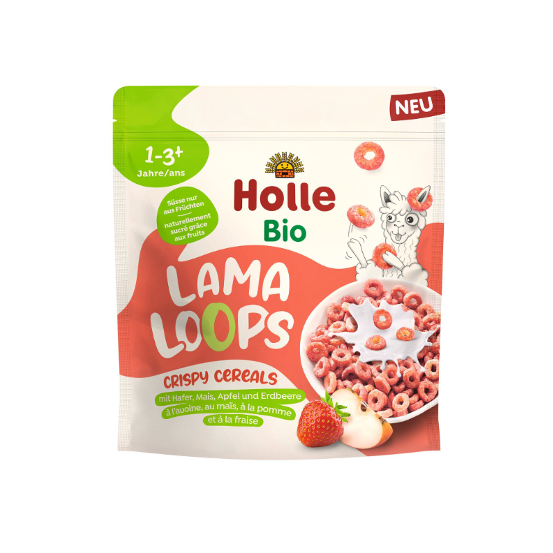 KÓŁECZKA ZBOŻOWE JABŁKOWO - TRUSKAWKOWA LAMA BEZ DODATKU CUKRÓW OD 1 ROKU BIO 125 g - HOLLE