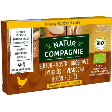 BULION - KOSTKI DROBIOWE BEZ DODATKU CUKRÓW BIO (8 x 11 g) 88 g - NATUR COMPAGNIE