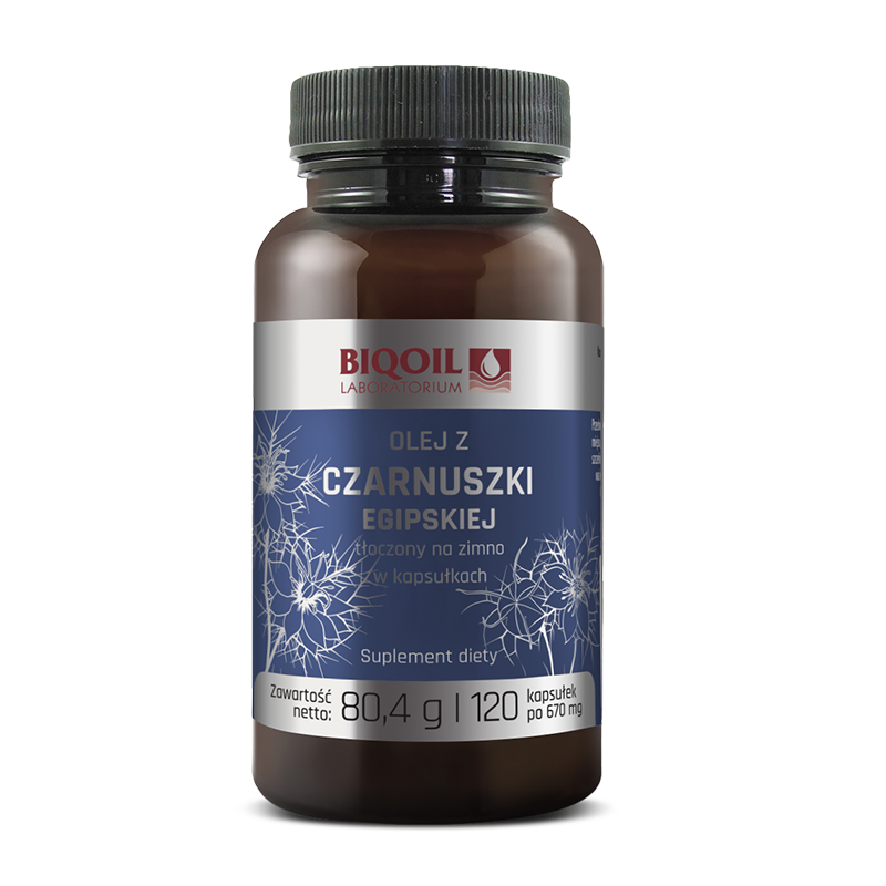 OLEJ Z CZARNUSZKI EGIPSKIEJ TŁOCZONY NA ZIMNO (670 mg) 120 KAPSUŁEK - BIOOIL