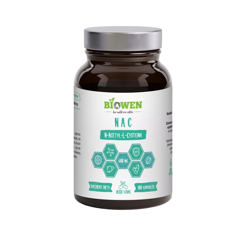 NAC (N-ACETYLO-L-CYSTEINA) (600 mg) BEZGLUTENOWA 100 KAPSUŁEK - HEMPKING (BIOWEN)