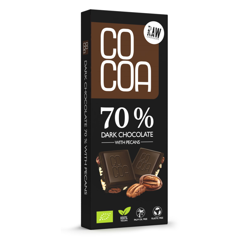 CZEKOLADA CIEMNA 70 % Z ORZECHAMI PEKAN BIO 40 g - COCOA