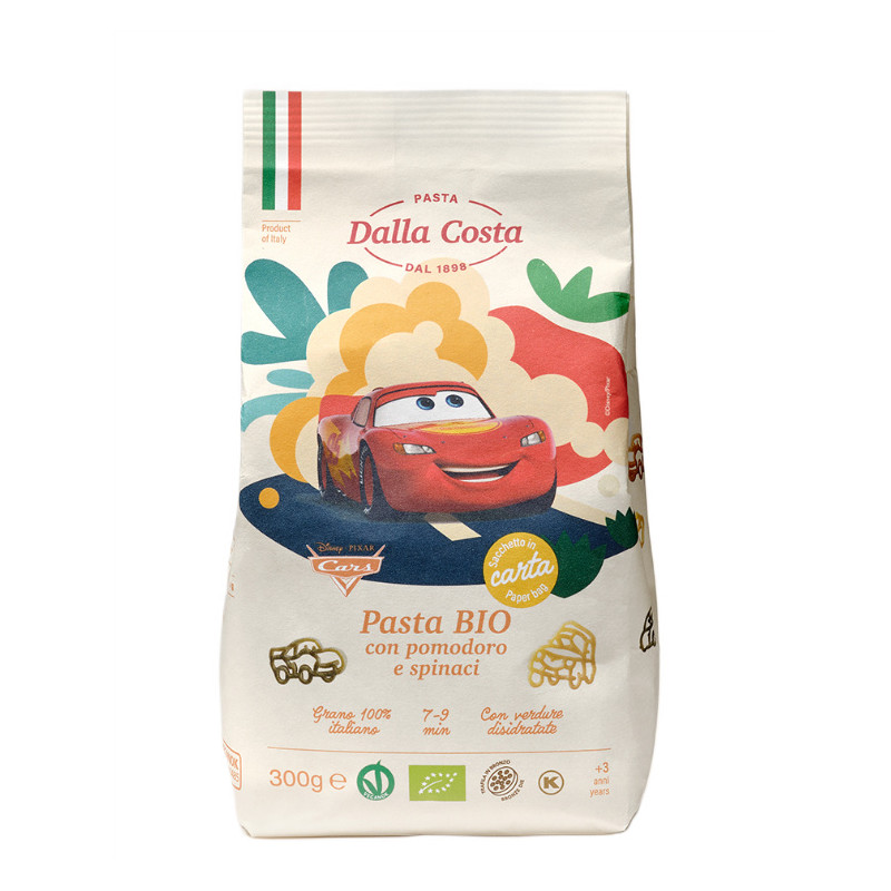 MAKARON (SEMOLINOWY TRÓJKOLOROWY) DISNEY AUTA BIO 300 g - DALLA COSTA