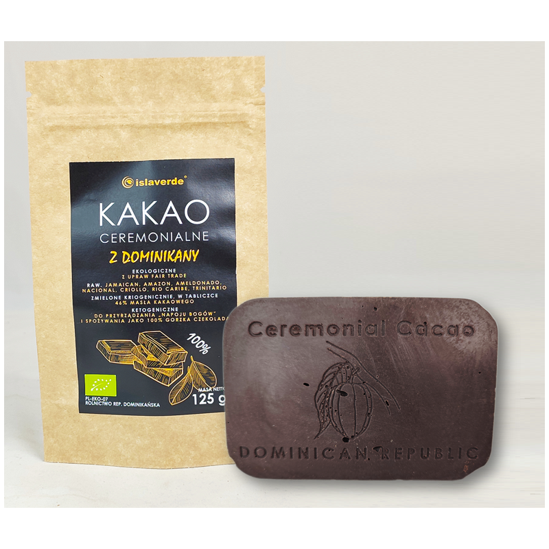 KAKAO CEREMONIALNE TABLICZKA BIO 125 g - ISLAVERDE (SEGURA)