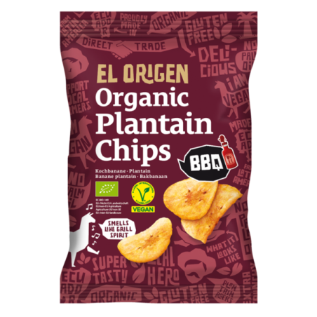 CHIPSY Z PLANTANA BBQ BEZGLUTENOWE BIO 80 g - EL ORIGEN