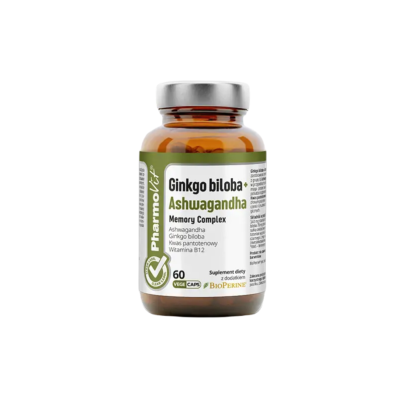 GINKGO BILOBA + ASHWAGANDHA MEMORY COMPLEX 60 KAPSUŁEK - PHARMOVIT (CLEAN LABEL)