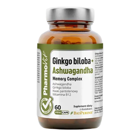 GINKGO BILOBA + ASHWAGANDHA MEMORY COMPLEX 60 KAPSUŁEK - PHARMOVIT (CLEAN LABEL)