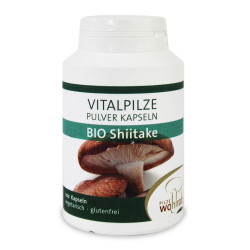 GRZYBY SHIITAKE (TWARDNIK JAPOŃSKI) BIO (500 mg) 100 KAPSUŁEK - PILZE WOHLRAB