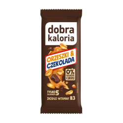 BATON DAKTYLOWY ORZESZKI & CZEKOLADA BEZ DODATKU CUKRU 35 g - DOBRA KALORIA