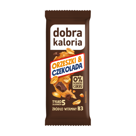 BATON ORZESZKI & CZEKOLADA BEZ DODATKU CUKRU 35 g - DOBRA KALORIA