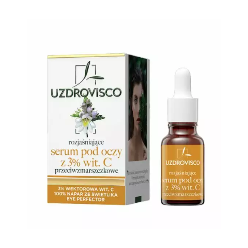 SERUM POD OCZY Z WITAMINĄ C ROZJAŚNIAJĄCE PRZECIWZMARSZCZKOWE 15 ml - UZDROVISCO (ŚWIETLIK)