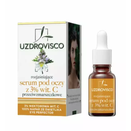 SERUM POD OCZY Z WITAMINĄ C ROZJAŚNIAJĄCE PRZECIWZMARSZCZKOWE 15 ml - UZDROVISCO (ŚWIETLIK)