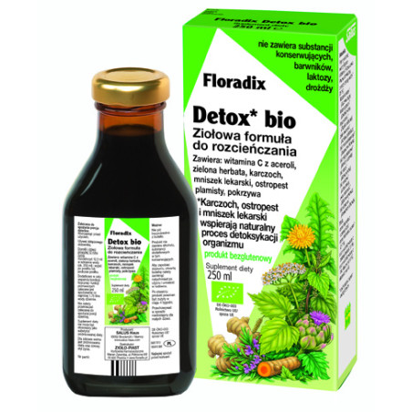 SUPLEMENT DIETY DETOX W PŁYNIE BEZGLUTENOWY BIO 250 ml - SALUS (FLORADIX)