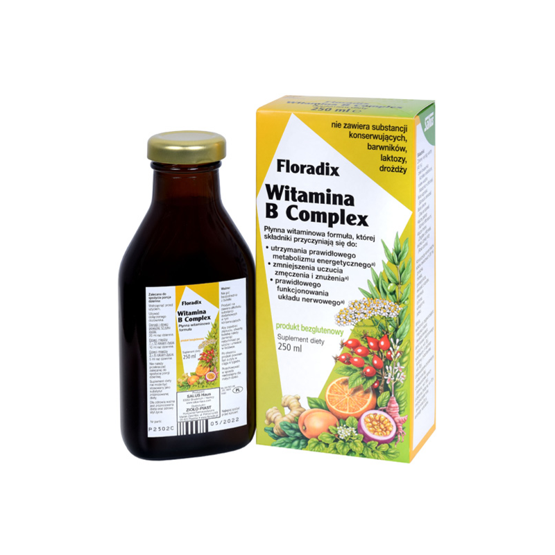 SUPLEMENT DIETY WITAMINA B COMPLEX W PŁYNIE BEZGLUTENOWA 250 ml - SALUS (FLORADIX)