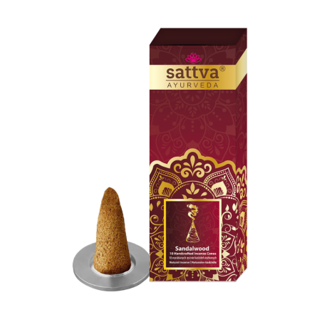 KADZIDEŁKA INDYJSKIE STOŻKOWE SANDAŁOWE (10 szt.) 20 g - SATTVA (AYURVEDA)