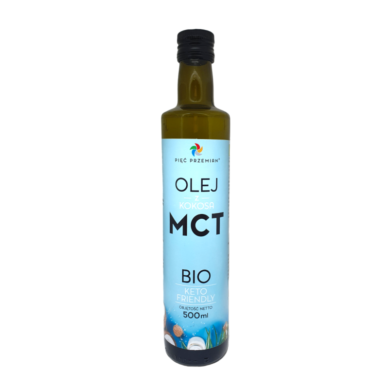 OLEJ KOKOSOWY MCT KETO BEZGLUTENOWY BIO 500 ml - PIĘĆ PRZEMIAN